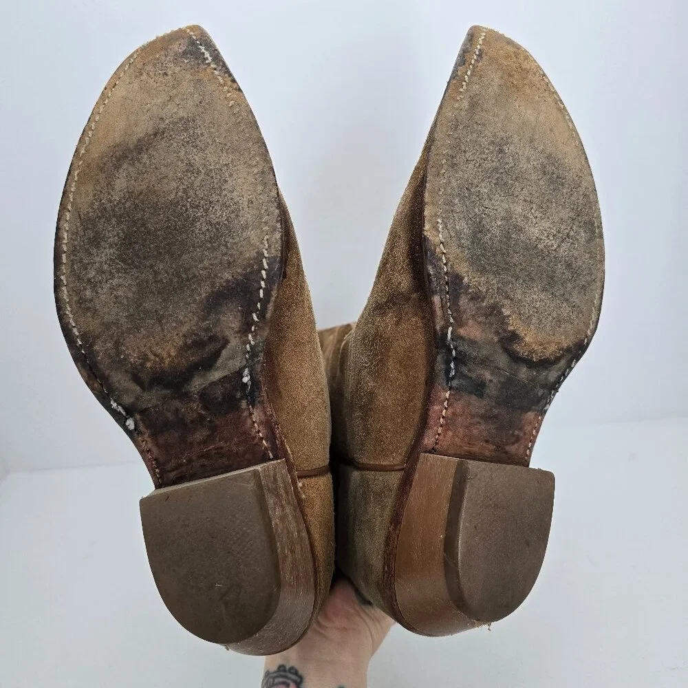 vintage | tan brown leather made in USA festival cowboy boots | WMS 7.5 - Picture 10 of 10